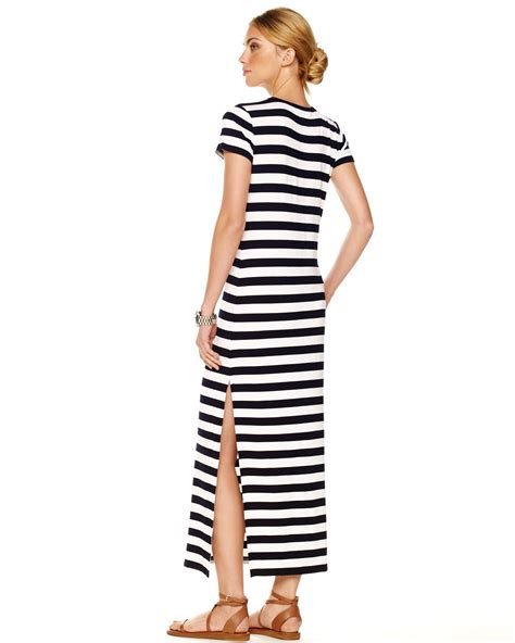 michael kors blue and white striped dress